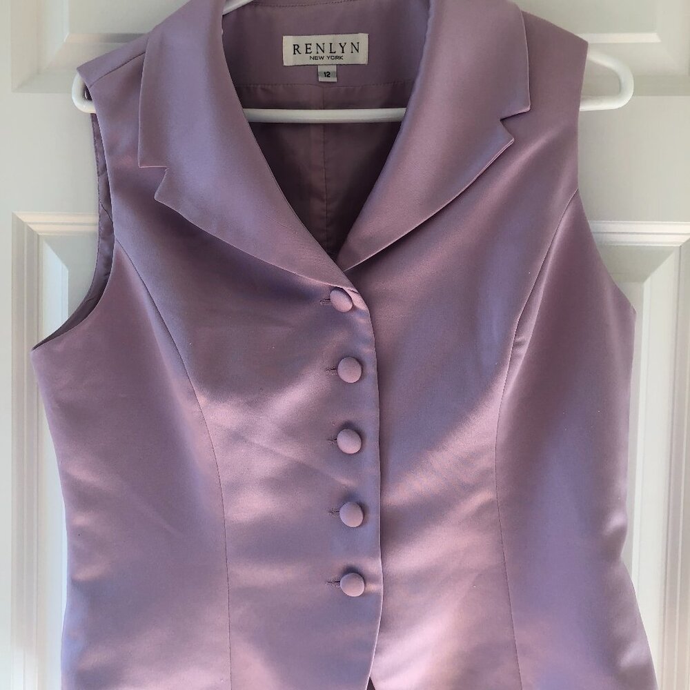 Fitted button front satin vest or blouse